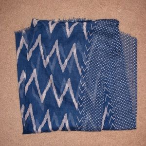 Blue patterned scarf